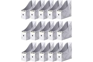 FIYERNA Foldable Desk File Holder Organizer Sturdy Cardboard Magazine Storage Box Document Rack with Blank Label Stickers for Home School Office (15, Marble)
