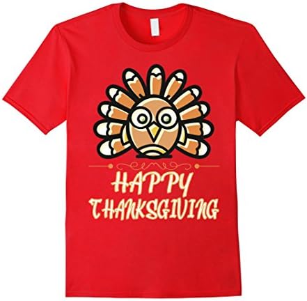 Mens Happy Thanksgiving T-Shirt Funny Turkey Day Gift Shirt 2XL Red
