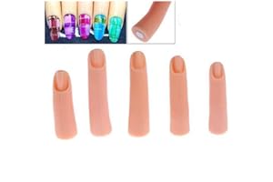 LUZEN 5Pcs Silicone Fake Finger Acrylic UV Gel Nail Art Practice Manicure False Fingers Fake Finger with Magnet for Hand Nail Art Training Display Tools