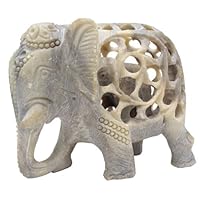 Souvnear SVN-SG-AGR-014 Soap Mom Tummy Statue/Sculpture-Impossible Stone Art 5" Soapstone Collectible Figurine of Mother Elephant with Baby, one size, sand