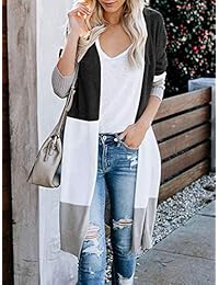 Chaqueta de punto para mujer con parte frontal abierta, de manga larga, ligera