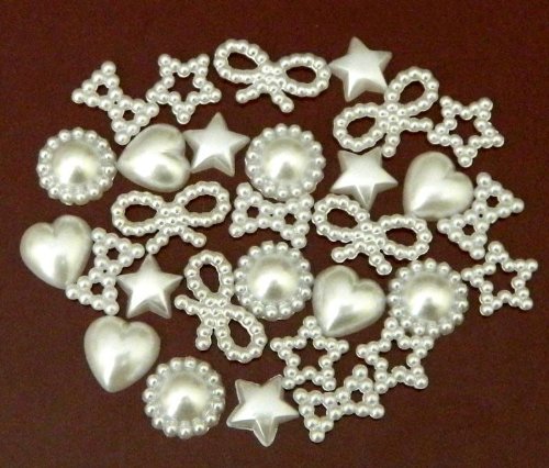 LOVEKITTY Â® 50 Pcs White Mixed Flatback Pearl Cabochon (size: 10mm-15mm)