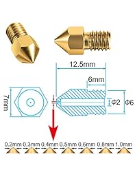 ExcelFu   Boquilla para impresora 3D de 32 piezas, boquilla MK8 de 0.008 in, 0.012 in, 0.016 in, 0.020 in, 0.024 in, 0.031 in, 0.039 in, cabezal extrusor de impresión para impresora 3D Makerbot Creality CR 10