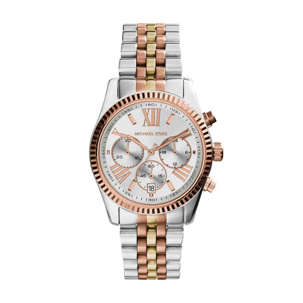 Michael Kors Lexington Chronograph Quartz Watch with Silver and Gold Tones Stainless Steel Strap for Women MK5735 — image 1