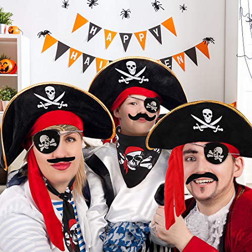 Tacobear 36Stk. Piraten Zubehör Set Piratenhut Pirat Augenklappe Pirat Koptuch Schnurrbart Selbstklebend für Mitgebsel… – Bild 8
