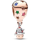 H.ZHENYUE S925 Sterling Silver Charm Pendant Dangle Beads Santa Claus in a Hot Air Balloon for Bracelet Necklace for Women Gifts