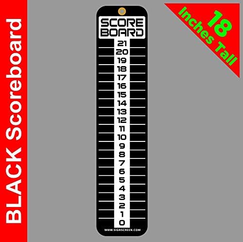 Sign Screen SCOREBOARD~Washers~Cornhole~Horseshoes~Bocce Ball~Bean Bag~Black 4x18