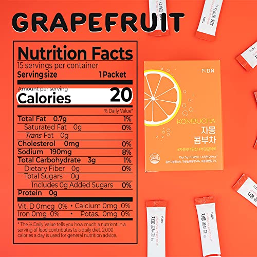 DALAMHARI KOMBUCHA POWDER MIX | GRAPEFRUIT 15T | 20 KCAL ADAPTOGEN DRINK PREBIOTIC SODA FOR HEALTH ADE KOMBUCHA TEA SYNERGY KOMBUCHA DRINK SCOBY KOMBUCHA STARTER KIT KOREAN DRINKS ZERO SUGAR