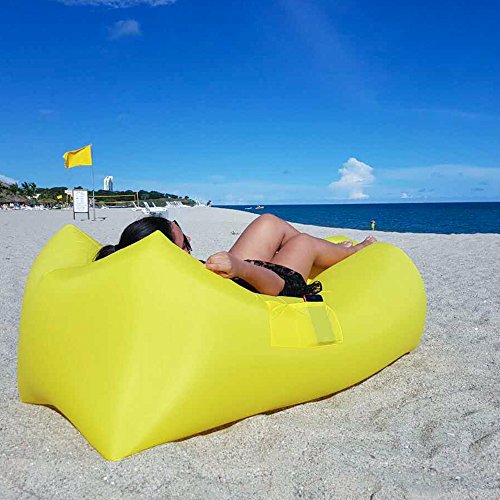 GuDoQi Inflatable lounger 210D Nylon portable waterproof air beds sleeping sofa couch for travelling, camping, beach, park, backyard