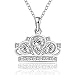 Godyce Crown Princess Pendant Necklace Plated Sterling Silver for Women Zircon Jewelry