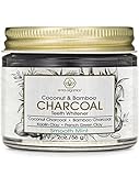 Activated Charcoal Teeth Whitener (2oz.) Premium Organic Coconut & Bamboo Tooth Whitening Oral Powder with Kaolin Clay, Bentonite Clay, Peppermint & More for Brighter Smile & Healthier Gums.