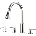 APPASO 2 Handle Kitchen Faucet, 3 Hole Kitchen Sink Faucet with Soap Dispenser, High Arc Brushed Nickel Stainless Steel 4 Hole Faucet for Kitchen Sink