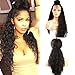 Helene Glueless Lace Front Wigs Long Curly Natural Wave Realistic Looking Synthetic Lace Front Wig Natural Hairline Heat Resistant Fiber Wig for Women with Baby Hair (24 Inch Black Color)