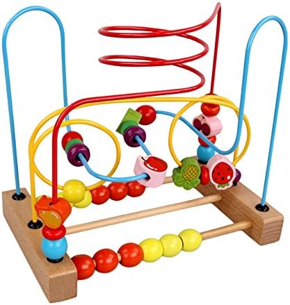 Counting Fruit Bead Wire Maze Roller Coaster Wooden Early Educational Toy Best Toys For Babies