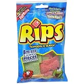 Rips (1) Bag Licorice Bite Size Candy - Strawberry &amp; Green Apple - Fruit Juice Flavored Fat Free 3.5 oz