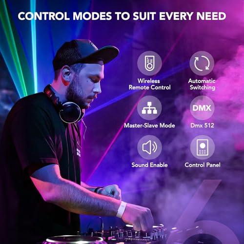 KeoBin 6 in 1 Disco Lights 【RGBWA & UV Strob + Disco Ball Light】 100+ Lighting Patterns, Professional Party Strobe Mode, Perfect for Family Parties Bar Rave Club Show