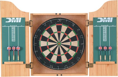 Dmi bristle dartboard in oak finish cabinet