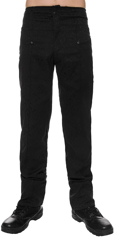Golden Steampunk Mens Emporium Brocade Trousers - 38, Black
