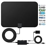 HDTV Antenna Indoor Digital 60-80 Miles Long Range TV Antenna with 2018 Newest Amplifier Signal Booster, Support 1080p 4K and All Older TVs High Performance 16.5 Feets Coaxial Cable Power Adapter