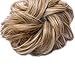 Benehair Scrunchy Updo Wavy Straight Hair Bun Clip Messy Donut Chignons Synthetic Hairpiece Hair Extension (light ash brown & bleach blonde-thicker)