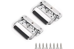 JaBoaRe Stainless Steel 304 Spring Folding Handle Flight Case Handle,Length100mm/3.93" with Screws (2pcs)