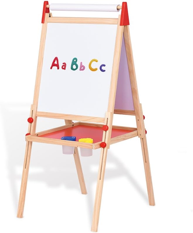 QFFL Easel Solid Wood Children's Drawing Board Lift Bracket-style Small Blackboard Painting Board Sketchpad Sketchpad (Color : B)