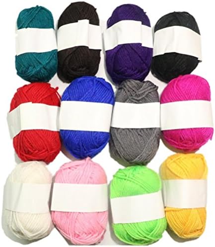 ELINKA 12 Skeins Bonbons Mini Yarn for Knitting Crochet Craft 100% Acrylic 50 Yards(46m) - Multi Pack Variety Colored Assortment