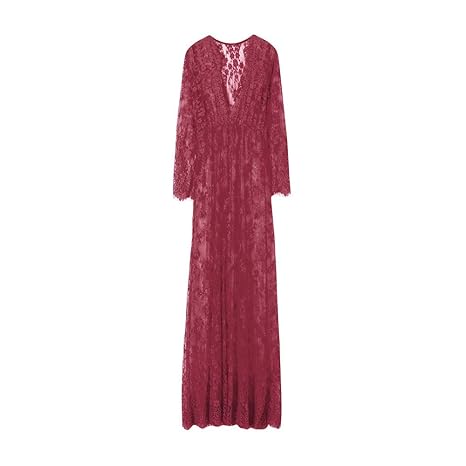 YCGG-Kleid Kleider für Schwangere,Mutterschaft Fotografie Schwangere Frauen Spitze Mode Langarm Sexy Abendkleid Schwangere Wi