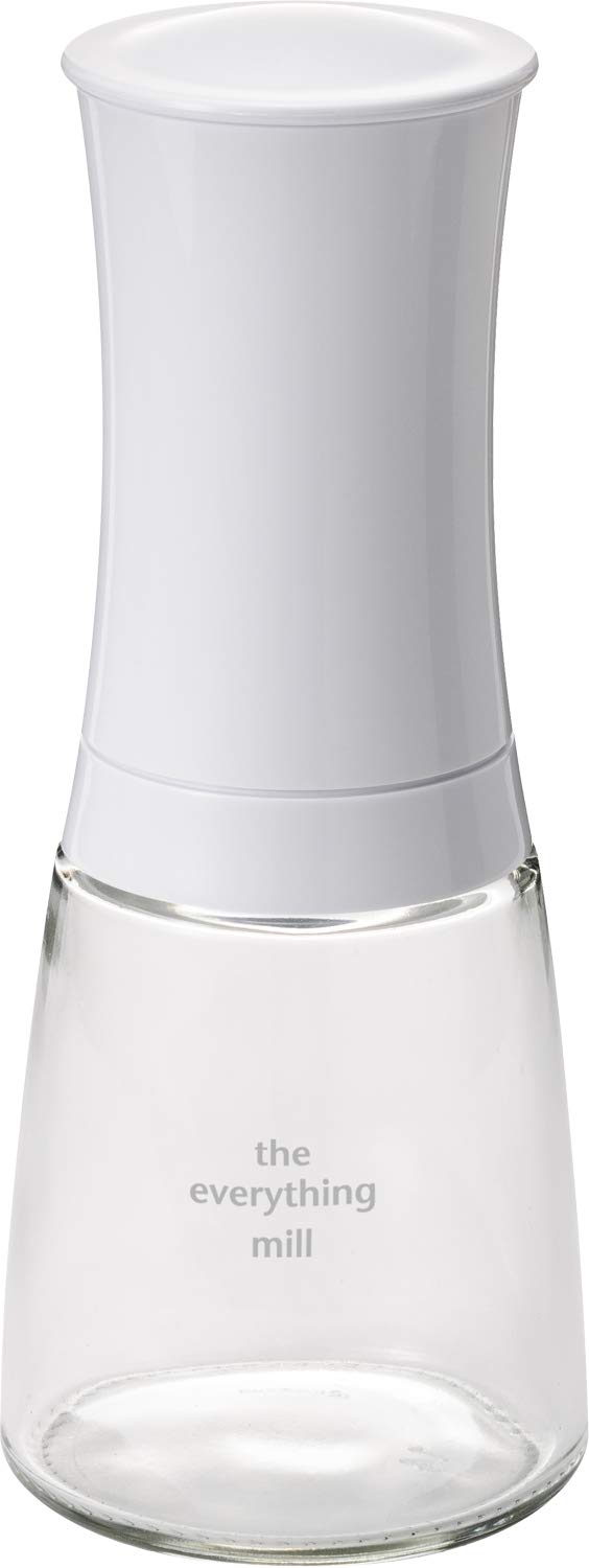 KYOCERA CM-20C-WH herb and spice grinder with ceramic grinder, adjustable coarse to fine, glass container, White