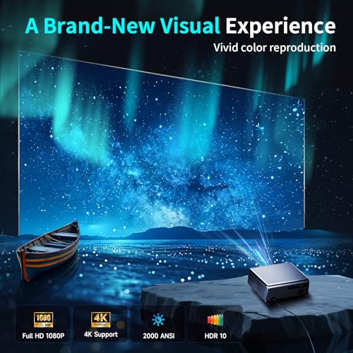 Projector Live TV[Officially licensed Netflix & Dolby Audio] 4K Projector with WiFi 6 and Bluetooth, AI Auto Focus & Keystone, 2 * 10W Dolby Audio,4-level brightness MAX 2000ANSI GINCSRI H2