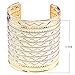 lureme Women Carved Wave Fish Silver Glitter Gold Tone Open End Wide Cuff Bangle Bracelet 06000605-1