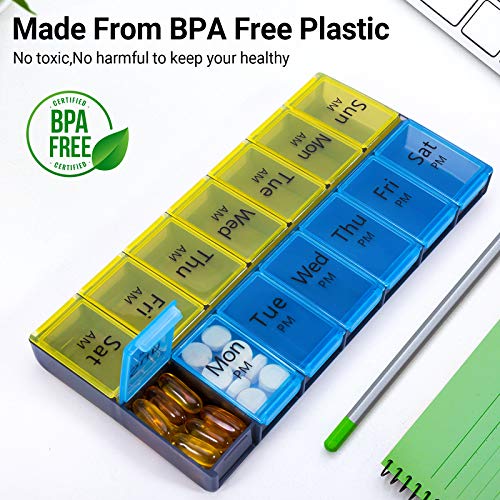 Extra Large Pill Organizer 7 Day, Weekly Pill Box Twice a Day Large