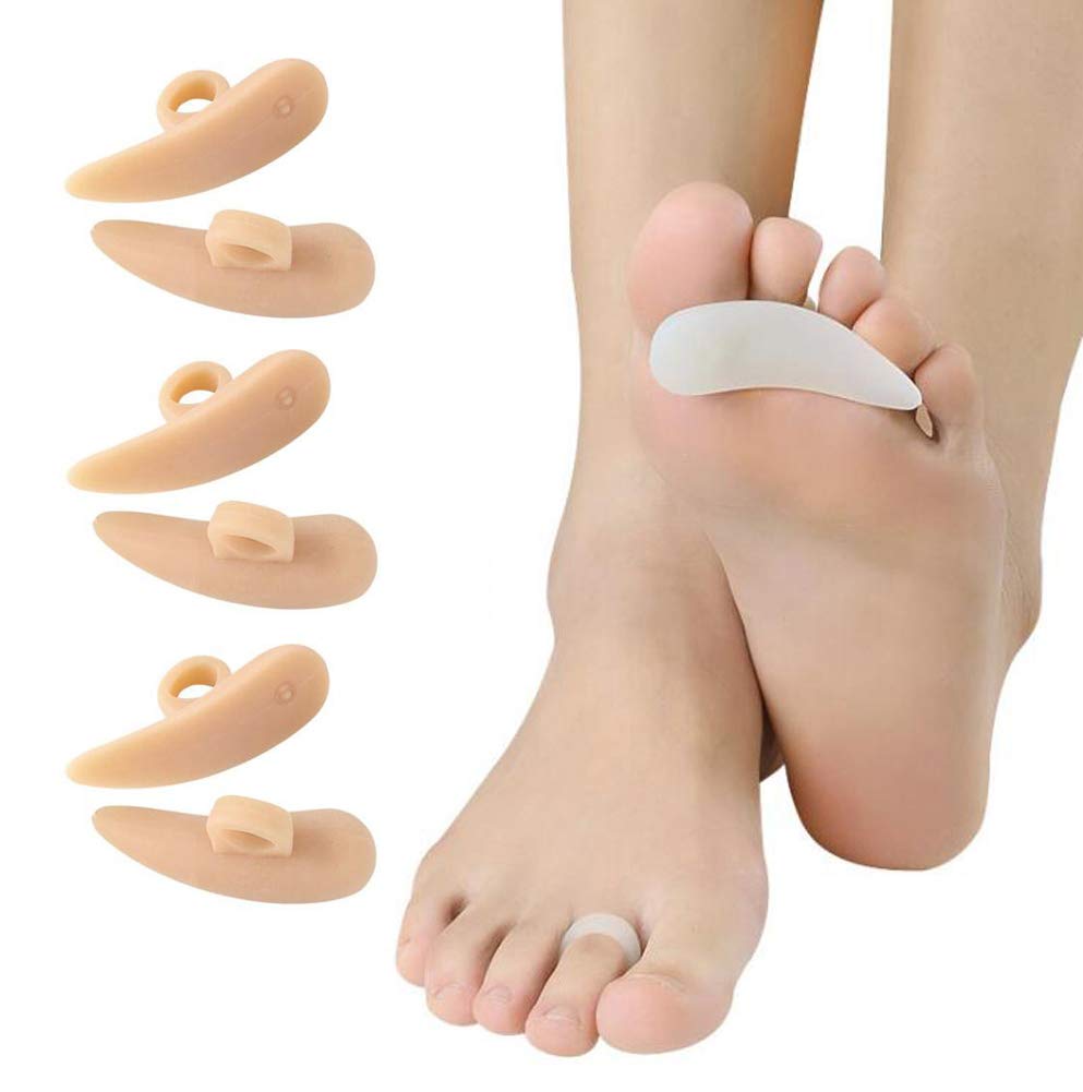 CAREOR 6 Pieces Hammer Toe Cushion - Hammer Toe Gel Pads Corrector & Straightener for Curled, Curved, Claw & Mallet Toe Relief - Right & Left Gel Support Crest Cushion (Beige)