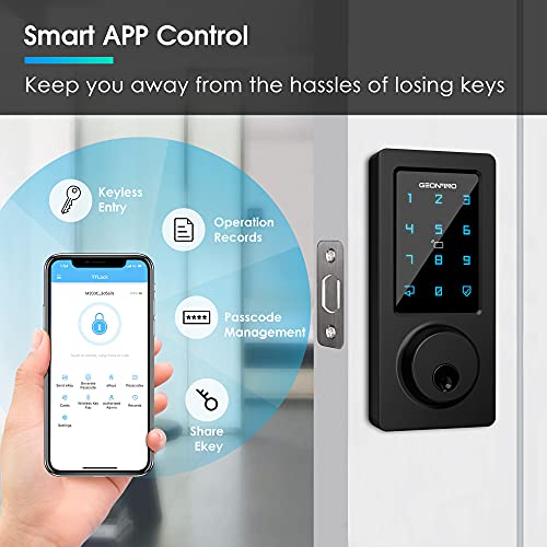 Keyless Entry Door Lock - Smart Deadbolt Lock with Bluetooth App, Electronic Keypad, IC Card, Spare Keys, Security Waterproof Smart Lock Easy Install USB Ideal for Home Use, Apartment, Office, Hotel
