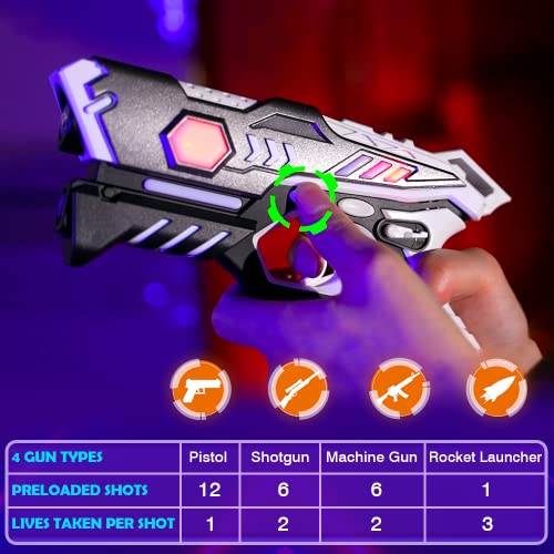VATOS Rechargeable Laser Tag Guns 4 Sets Infrared Laser Tag Sets with Gun Vest Included