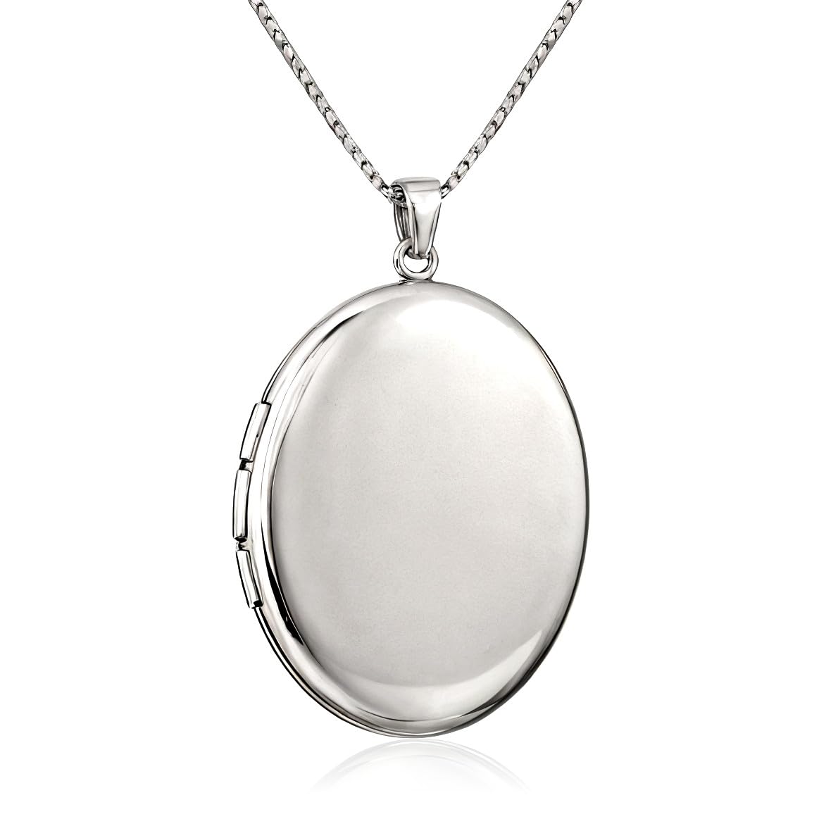 Alexander Castle 925 Sterling Silver Locket Necklace for Women - Girls 2 Photo Locket - 22mm x 19mm Oval Locket with 18" Silver Chain & Jewellery Gift Box