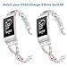 Wearlizer Compatible Fitbit Charge 3 Bands and Charge 3 SE for Women Metal Replacement Fit Charge 3 hr Band Strap with Bling Rhinestone Bracelet Bangle (Pink Gold + Silver(Match Charge 3 SE))