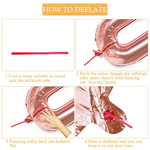 YaMeite 40 inches Large Helium Number Balloons, Rose Gold 0 1 2 3 4 5 6 7 8 9 Balloons Number,Gaint Foil Number Age Balloons for Birthday Party Decoration (Rose Gold 0)