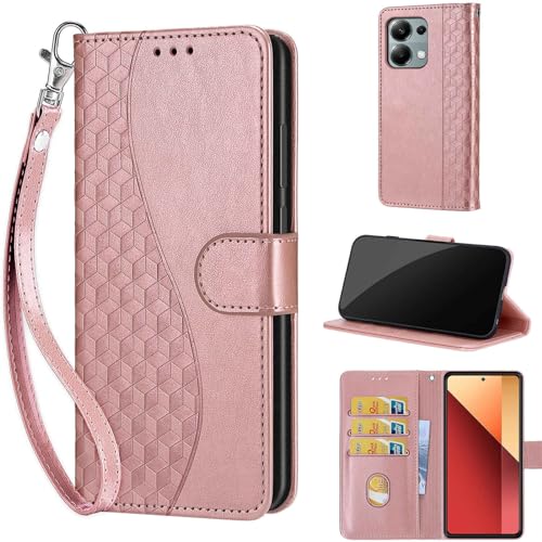 Phone Case for Xiaomi Redmi Note 13 Pro 4G / Xiaomi Poco M6 Pro 4G Case, Premium Leather Shockproof Protective Wallte Cover Phone Case Compatible Redmi Note 13 Pro 4G / Xiaomi Poco M6 Pro 4G Rose Gold