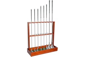 Derkerry Large Golf Rack Stand: Wooden Clubs Holder with Grass Mat for 8 Clubs & 12 Balls - Stand Racks for Garage Home Indoor