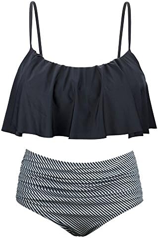 high waisted swimsuit vintage swimsuit swimsuits for women (S, Black)