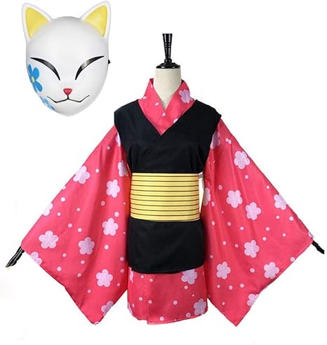 amazon みそり屋 鬼滅の刃 きめつのやいば 真菰 まこも マスク付き コスプレ衣装 変装 仮装 コスチューム cosplay イベント パーティー 学園祭 コスプレ 仮装 通販
