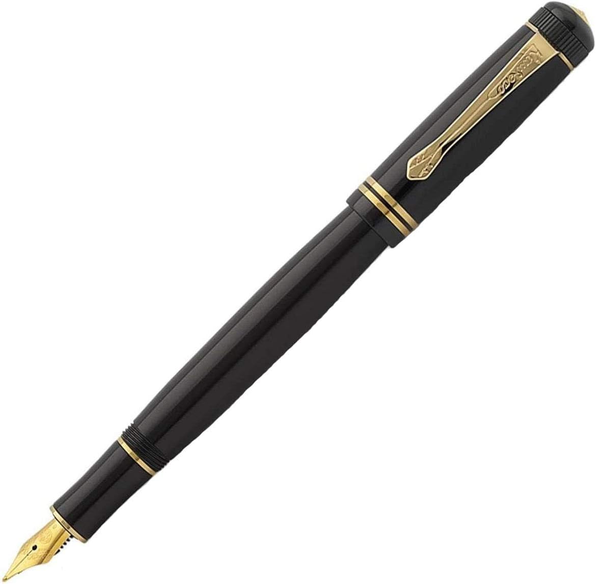 Kaweco DIA2 Fountain Pen Gold I Premium Acrylic Pen for Ink Cartridges I Nostalgic Stylograph with Chrome Details 16 cm I Nib: F (Fine)