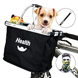 MattiSam Bicycle Basket, Quick Release Folding Bike Basket, Front Handlebar Bag, Pet Cat Dog Carrier | Removable, 5KG Load Capacity | with Phone Pouch, Drawstring, 600D Water Resistant Oxford Cloth