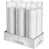 Simply Soson 2x8 inch White Devotional Candles in Glass Jar - 6 Pack - 90 Hours – Prayer Candle - Tall Pillar Candles for Religious, Memorials, Party Decor