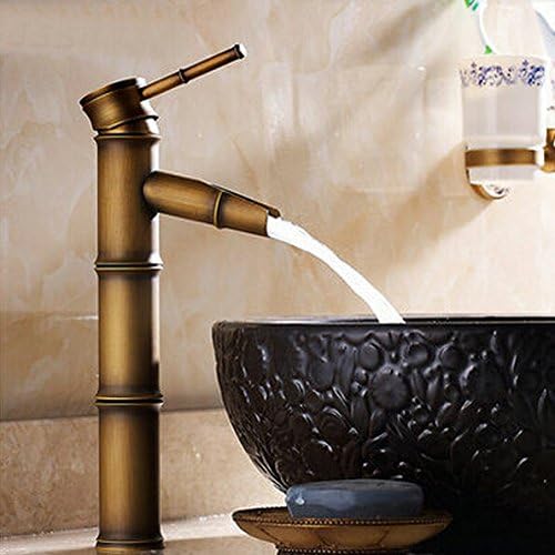 Live Direct 12inch Waterfall Basin Faucet Antique Brass Mixer Tap Bathroom Vessel Sink Faucet - Bamboo Shape Design …