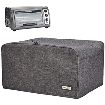 HOMEST Toaster Oven Dust Cover with Accessory Pockets Compatible with Hamilton Beach & BLACK+DECKER 4-6 Slice of Toaster Oven, Grey (Patent Pending)