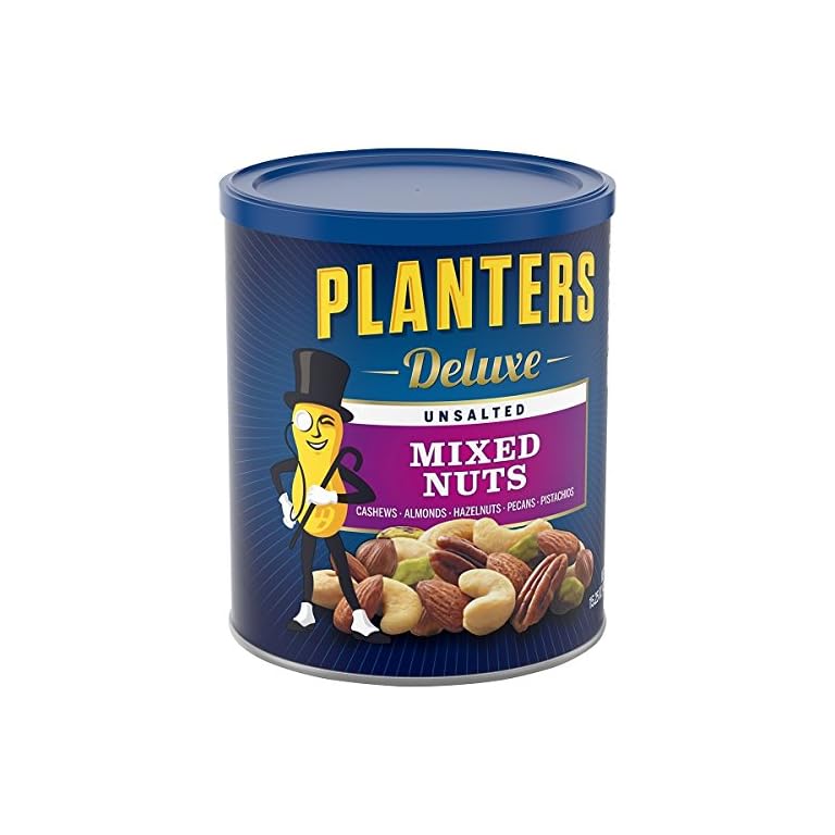 PLANTERS Deluxe Unsalted Mixed Nuts, 15.25 oz. Resealable Container