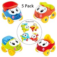 WSXUS Cartoon Push and Go Vehicles , Mini Assorted Pull Back Trucks Toys, Cars Helicopter Friction Powered Vehicles Playset for Kids Toddler Christmas New Year Party Favors (5 Sets)