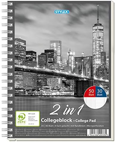 Stylex 40033-P6-6x Duo College Notepad, DIN A5, 50 Squared Sheets, 30 Lined Pages, clear - Image 4